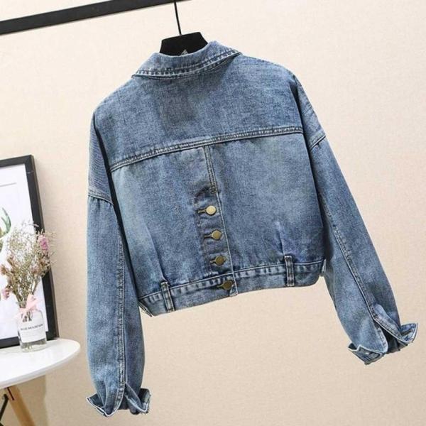 여성청자켓 버튼 포인트 크롭 데님 자켓 아웃도어 간절기 바람막이