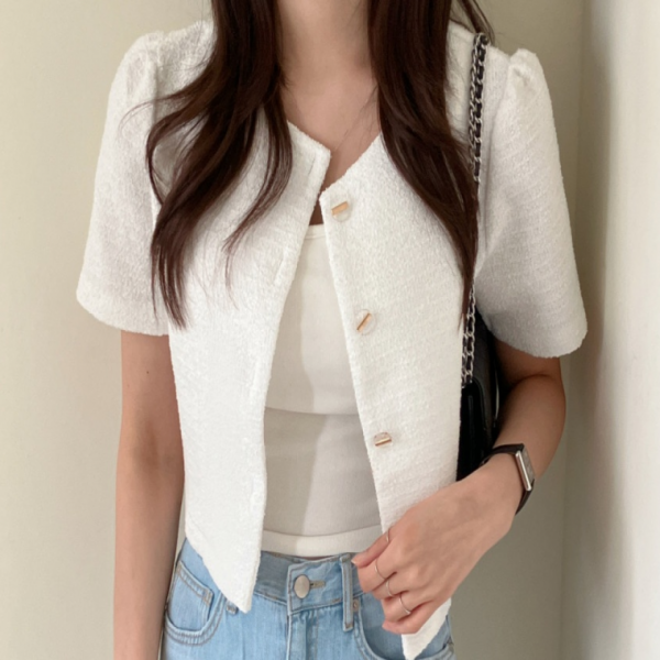 여성크롭자켓 반팔 크롭 데일리 아우터 트위드 정장자켓 사무실 출퇴근 하객룩 축하파티룩