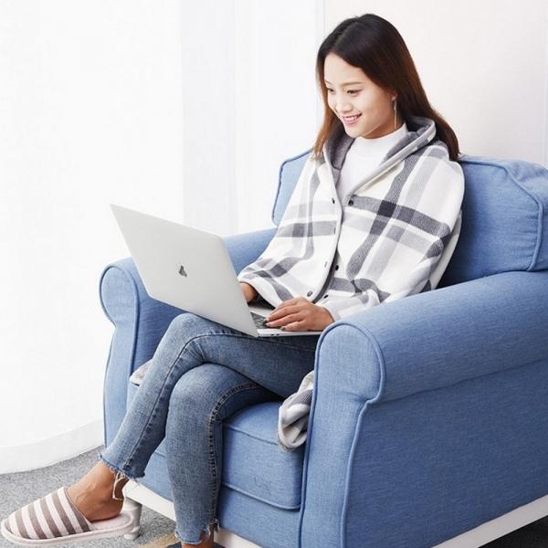 똑딱이담요 융털 망토 어깨 담요 체크 무릎 담요