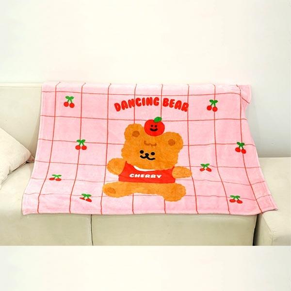 핑크풋 귀여운 댄싱베어 따뜻한 담요 극세사