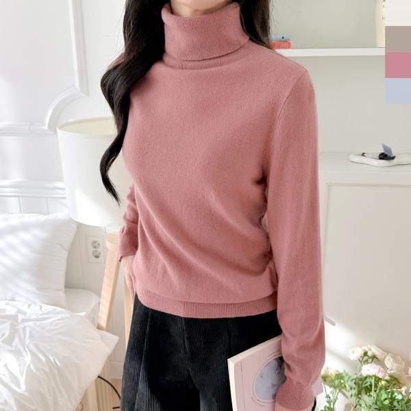 CAT 1090 여자 캐시미어 데일리 목폴라 니트