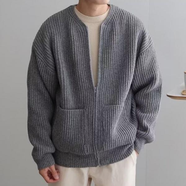 남자 베이직 루즈핏 니트 집업 가디건 3color