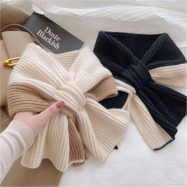 크로스 니트목도리 배색 머플러 겨울 넥워머 4색