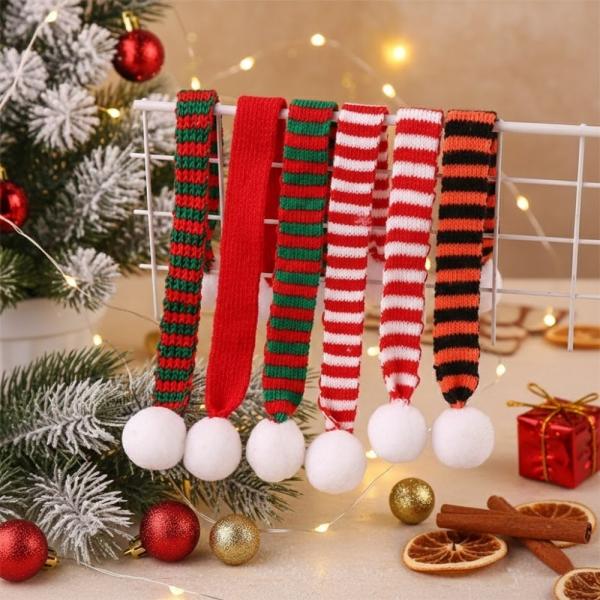 크리스마스 니트 털방울 데코 미니 스카프 인형 선물포장 반려동물 머리끈 액세서리 소품