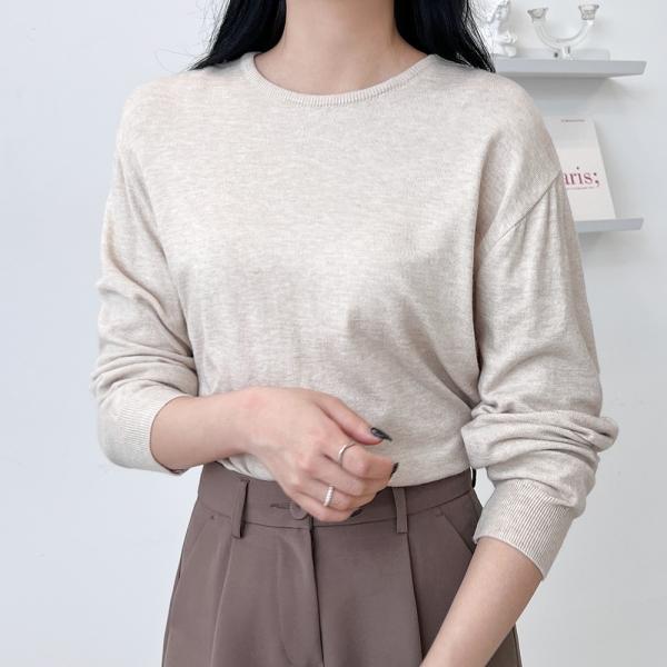 CAT 1096 여자 라운드 부드러운 기본 니트티