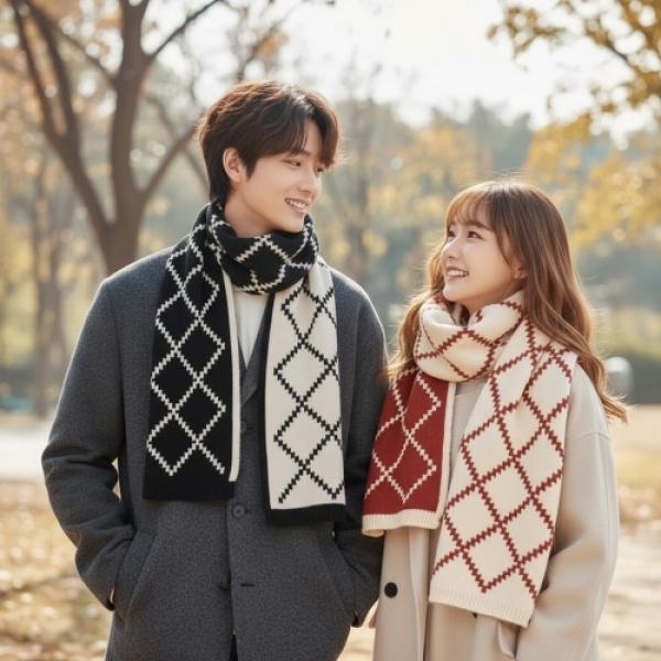겨울 보온 머플러 남자 여자 커플 양면 목도리 털 니트 스카프 롱 넥워머