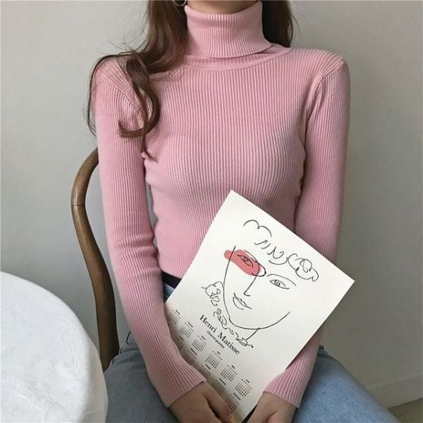 슬림라인 골지 폴라 니트