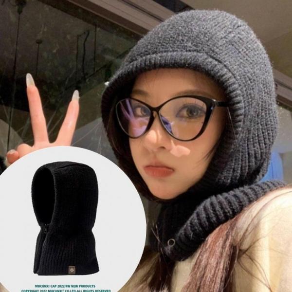 바라클 라바 방한 똑딱이 기모 니트 후드 넥워머 겨울 후리스 뜨개질 복면 여성 남성