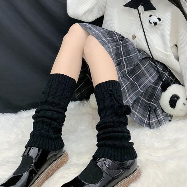 블랙 꽈배기 방울 레그워머 골프 요가 필라테스 스포