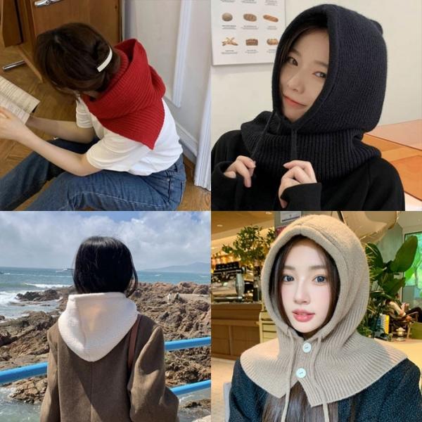 니뜨 목도리 후드 넥워머 바라클라바 보온 모자 방한용품 쁘띠 머플러