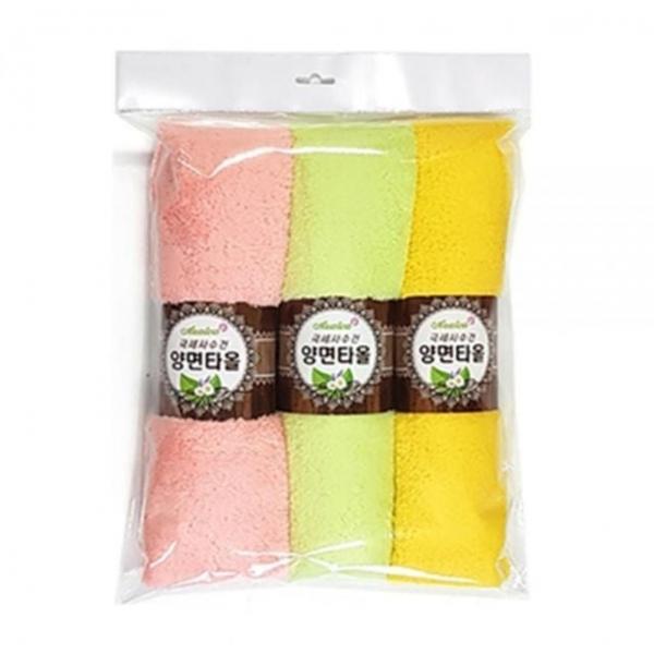 bns 극세사 흡수 양면타올 3p-색상랜덤발송 세면타월