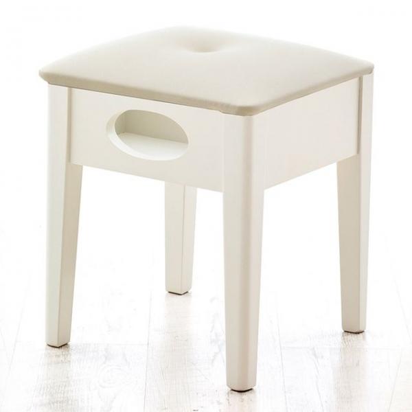 비스뷔 화이트 원목 수납형보조의자/화장대의자미니간