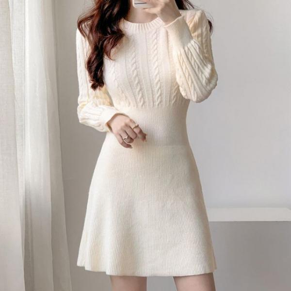 꽈배기 니트 미니 원피스 HH-E31