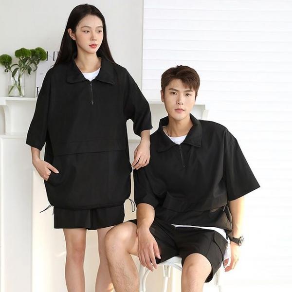 남여공용 빅사이즈 오버핏 아노락 반집업 반팔/반바지