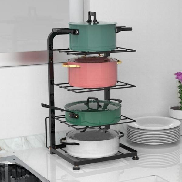 스틸 프레임 도마걸이 모던 후라이팬 냄비 정리대 4단