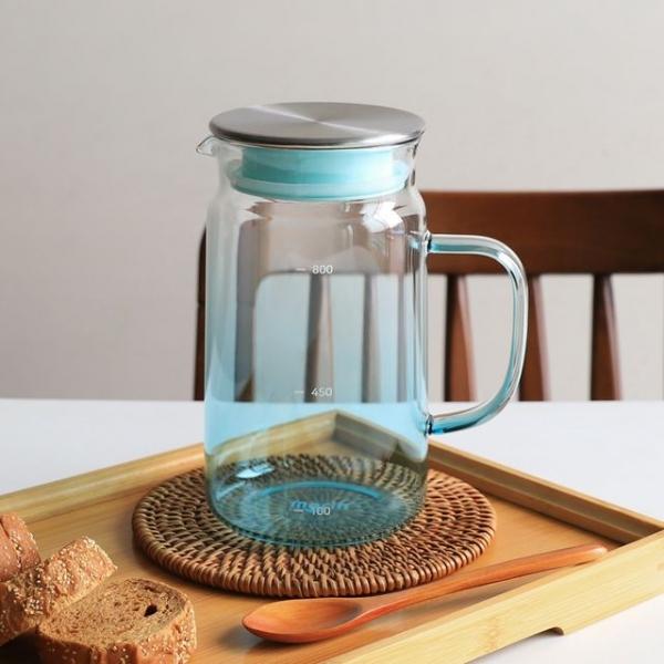 컬러 내열유리 냉장고 물병 0.9L