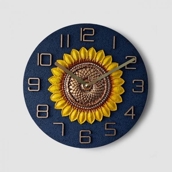 해바라기 블루 무타공 거실 인테리어 무소음 벽시계