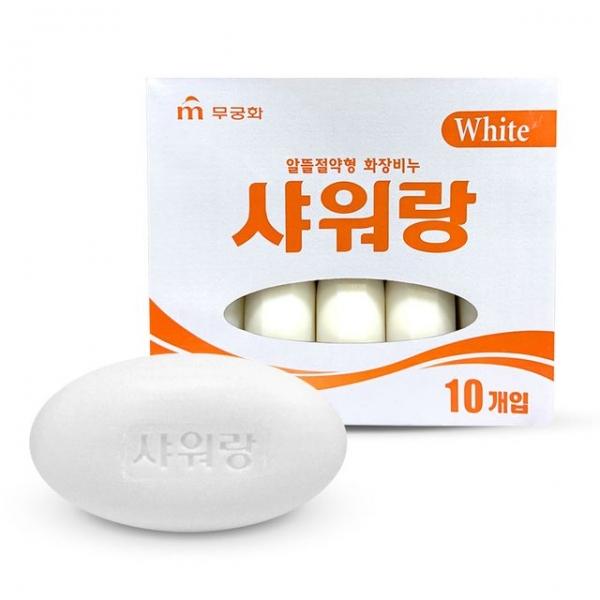 무궁화 샤워랑 화이트 알뜰 대용량 비누 130g 10개입