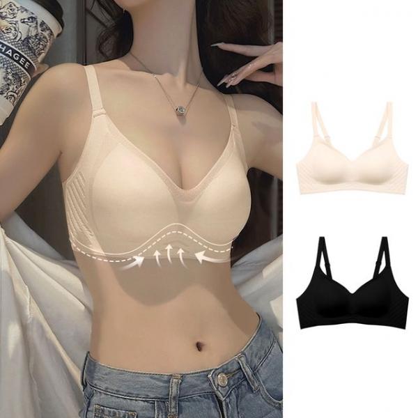 심리스 볼륨 브라 노와이어 저중심 편안한 브래지어