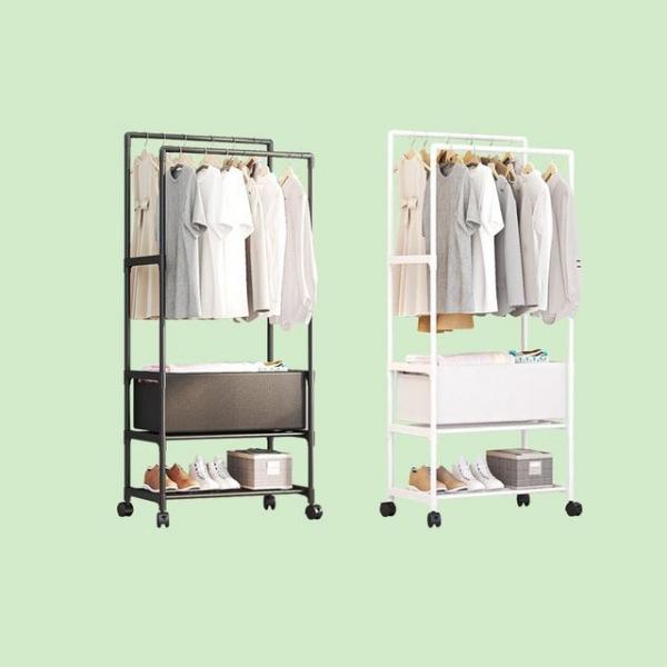 2단 바구니 행거 원룸 옷걸이 정리함