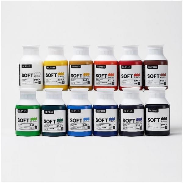 알파 소프트바디 아크릴물감 250ml 12색 세트/3종