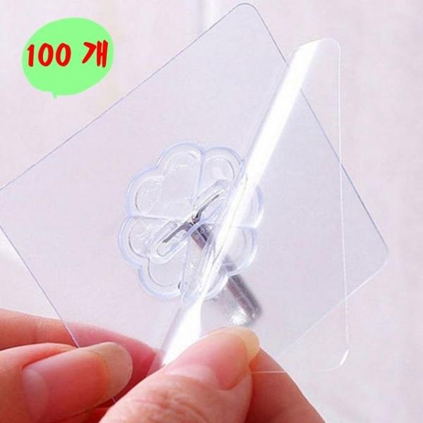 (100개)붙히는 스티커 벽걸이 고리 매직후크 주방욕실