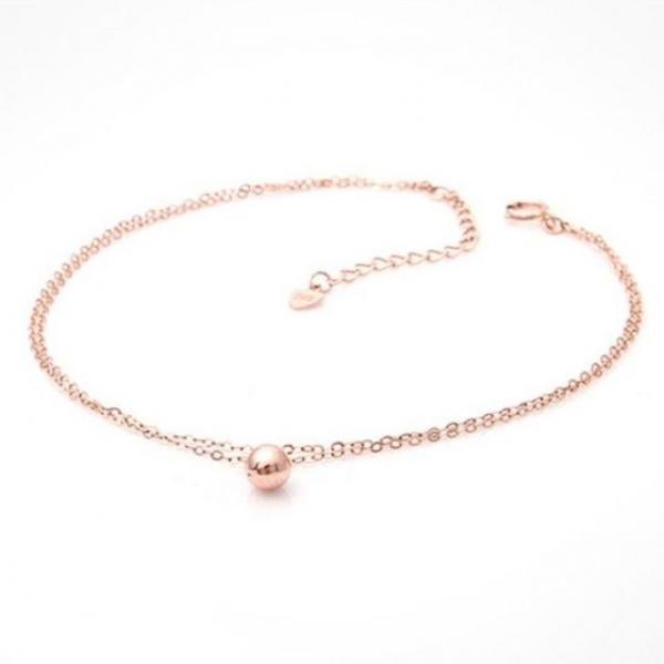 정품 14K Gold 로즈골드 볼 더블 체인 팔찌