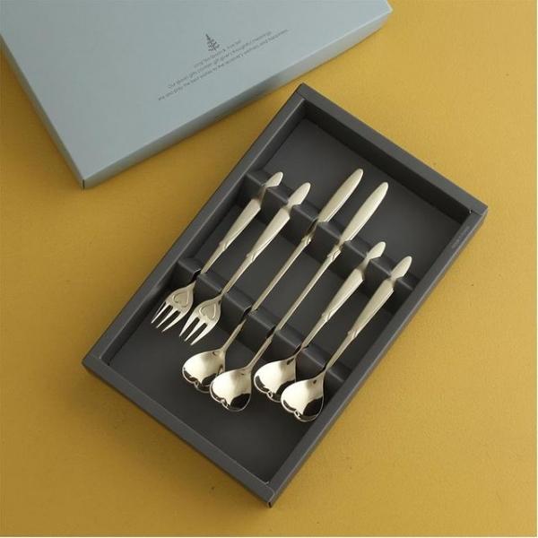 (국산)엔젤하트골드 롱티스푼 콤비 6P 티스푼포크세트