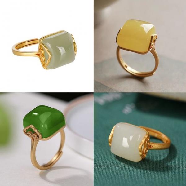 청옥 반지 레트로 구름 시리즈 우아한 자연주의 오픈