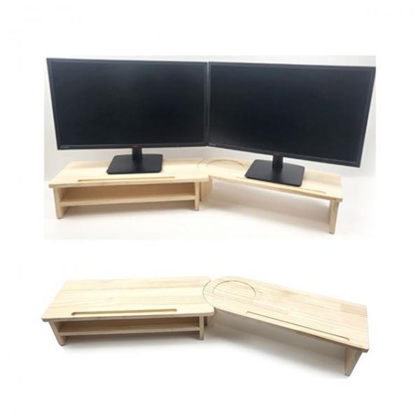 우드핏 원목 듀얼 모니터 받침대 2단 기본