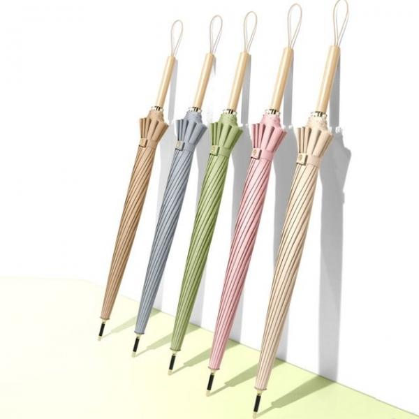 예쁜 각인인쇄 파스텔 자동 장우산 일자우드핸들