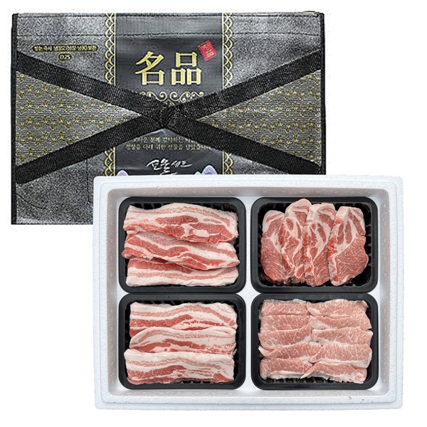 1등급이상 한돈 선물세트 1호 2kg(삼겹살 500g+삼겹살500g+목살500g+항정상500g)