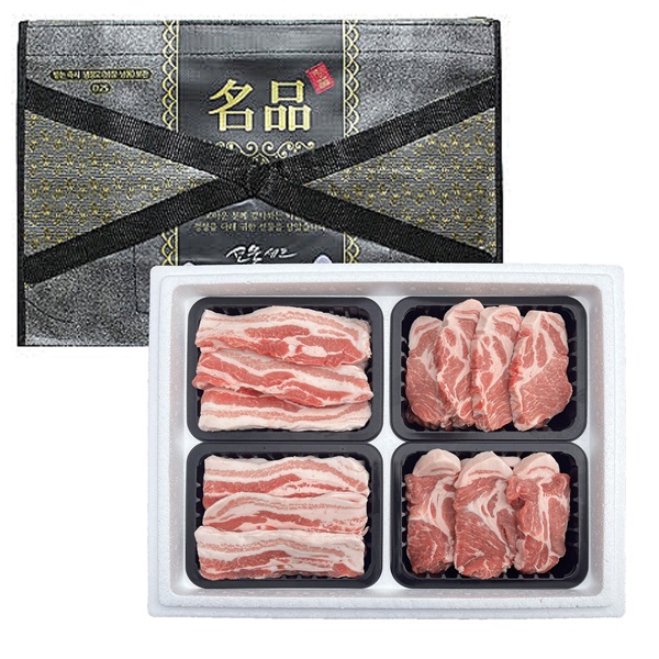 1등급이상 한돈 선물세트 2호(2kg)  (삼겹살500g+삼겹살500g+목살500g+목살500g)