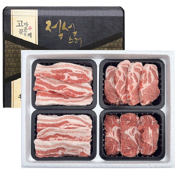 1등급 한돈혼합 선물세트 1.6kg(삼겹살400g+삼겹살400g+목살400g+앞다리살400g)