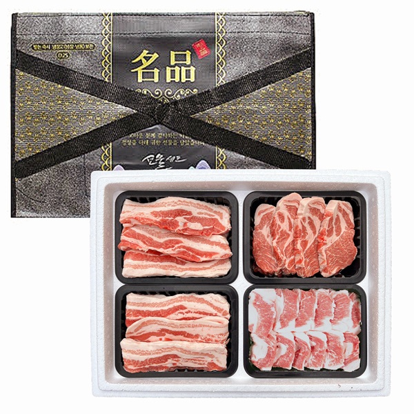 1등급 한돈 구이 선물세트 2.0kg(삼겹살500g+삼겹살500g+목살500g+가브리살500g)