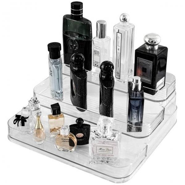 향수 정리대 진열대 3단선반 화장품 투명 보관 전시대