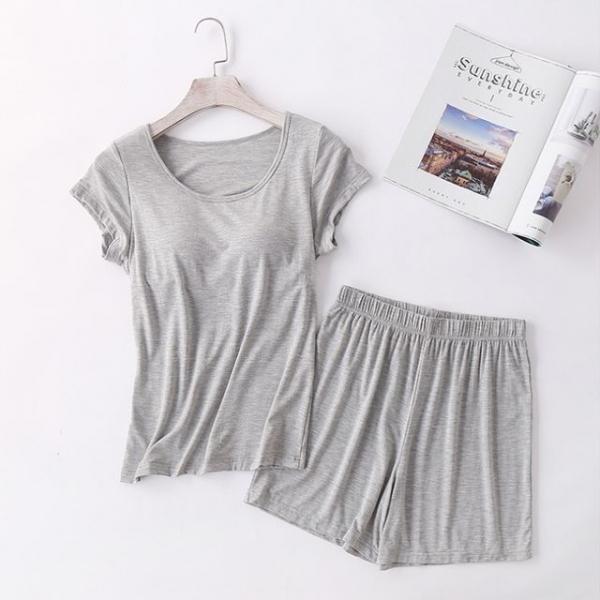 캡내장 노브라 반팔 반바지 홈웨어 세트 집순이옷