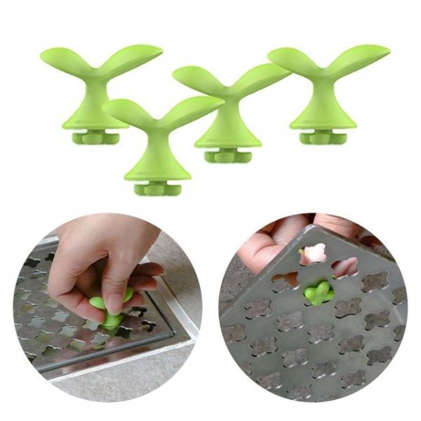 새싹모양 배수구손잡이 4P 배수망집게 하수구집게