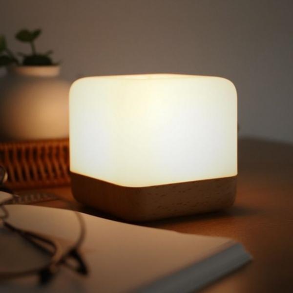 신생아 수유 취침등 우드큐브  플립타이밍 무드등