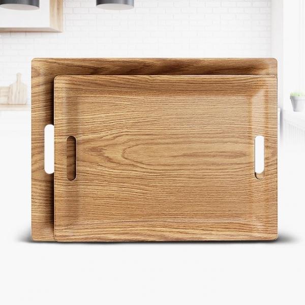 핸들쟁반 손잡이트레이 대형 원목나무 서빙 커피 카페