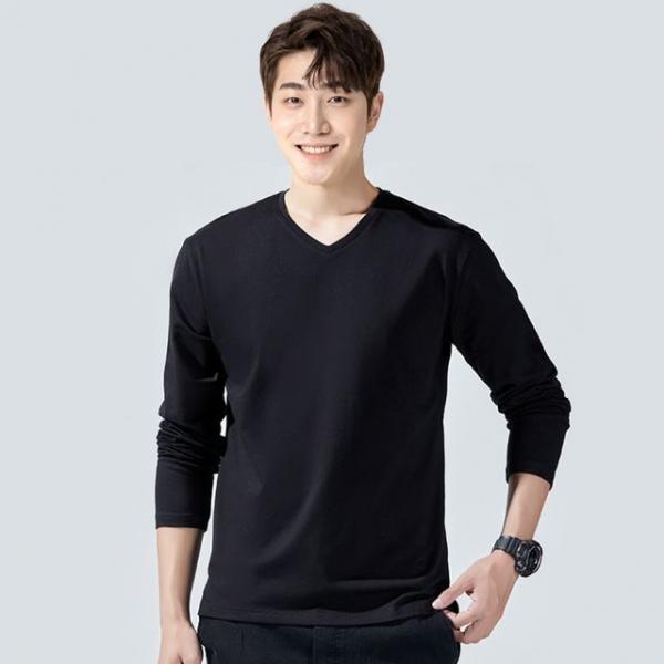 브이넥 긴팔 티셔츠 무지 이너 롱슬리브 레이어드티