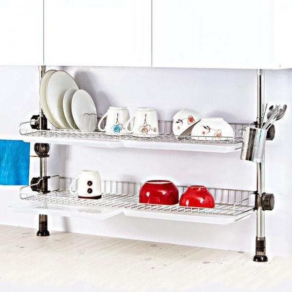 H-기둥식식기건조대 800 2단골드 싱크대수납 정리 벽