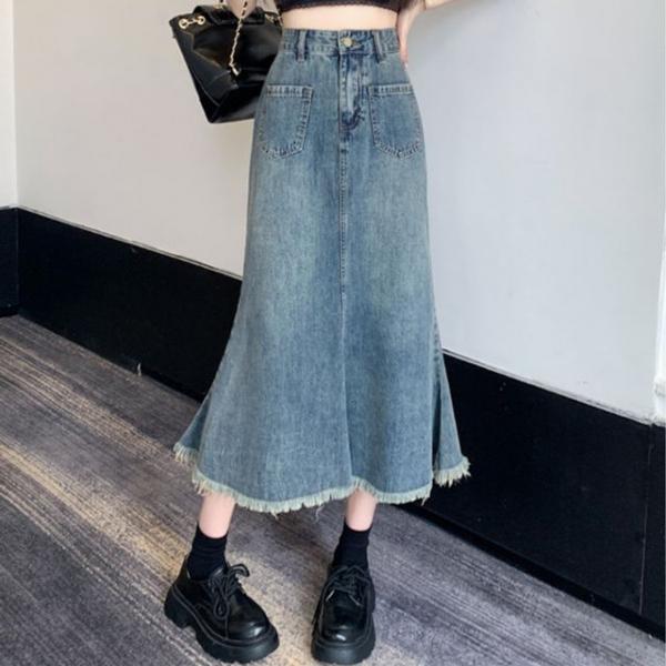 와이투케이 빈티지 데님 수술 스커트