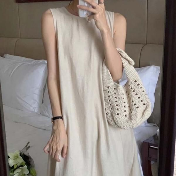 민소매 롱원피스 나시 바스락 여름 휴양지 리조트룩