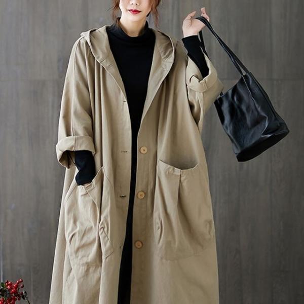 G125798_(빅사이즈) 오버핏 후드롱코트 바람막이