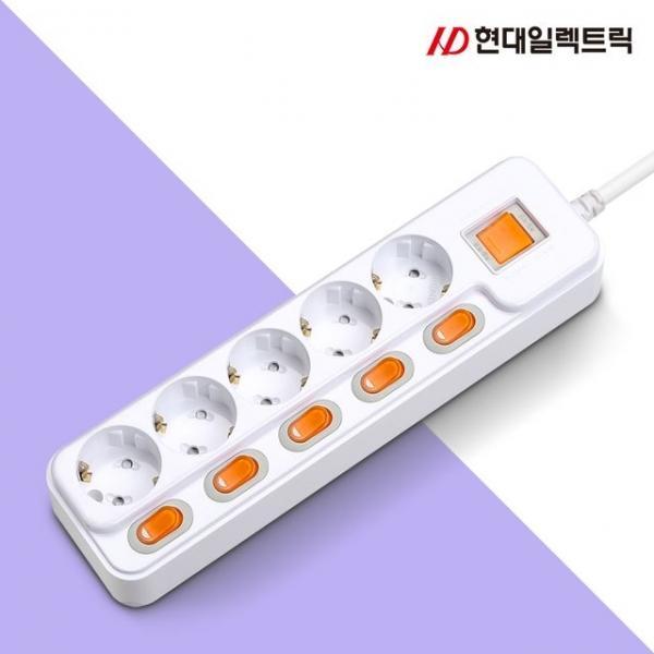 현대 개별+메인 5구 3M 멀티탭(16A)