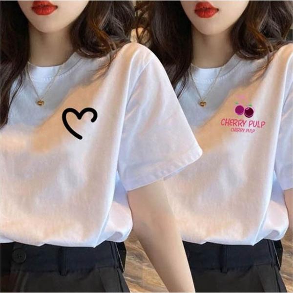여자 라운드넥 면티 화이트 반팔 깔끔한 코튼 티셔츠