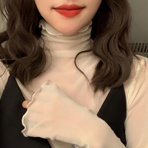 G124797_시스루 폴라 블라우스 긴팔티