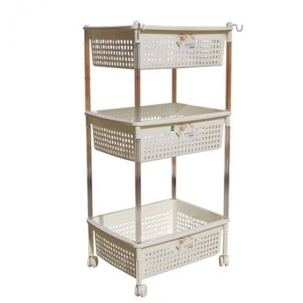 다용도 이동식 3단 트롤리 대형 바퀴 선반