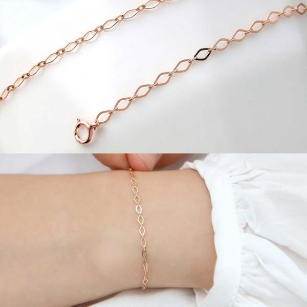 14K 마름모 체인 레이어드 로즈골드 금 팔찌